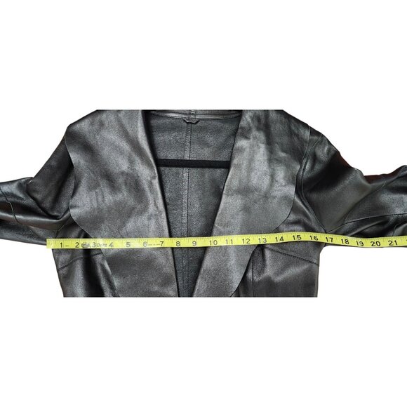 GIAN MORI Black Genuine Leather Maxi Coat  Runway Style Made in Europe, Belted S - Picture 13 of 15